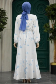 Neva Style - Blue Hijab Dress 5901M - Thumbnail