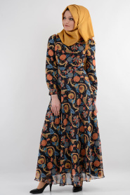 Neva Style - Blue Hijab Dress 7051M - Thumbnail