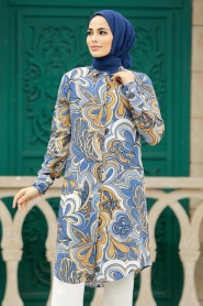 Neva Style - Blue Hijab For Women Tunic 11605M - Thumbnail