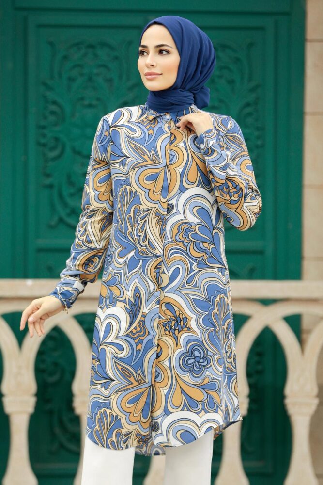 Blue Hijab For Women Tunic 11605M - 1