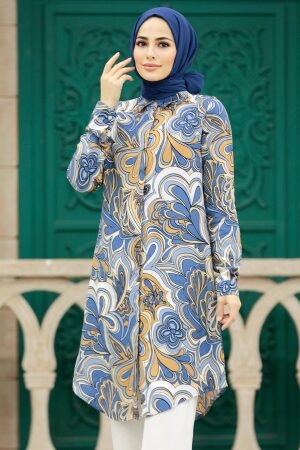 Blue Hijab For Women Tunic 11605M - 2