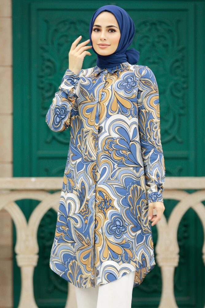 Blue Hijab For Women Tunic 11605M - 2