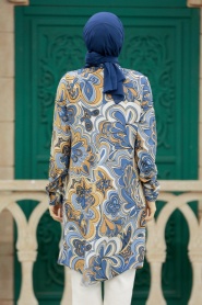 Neva Style - Blue Hijab For Women Tunic 11605M - Thumbnail