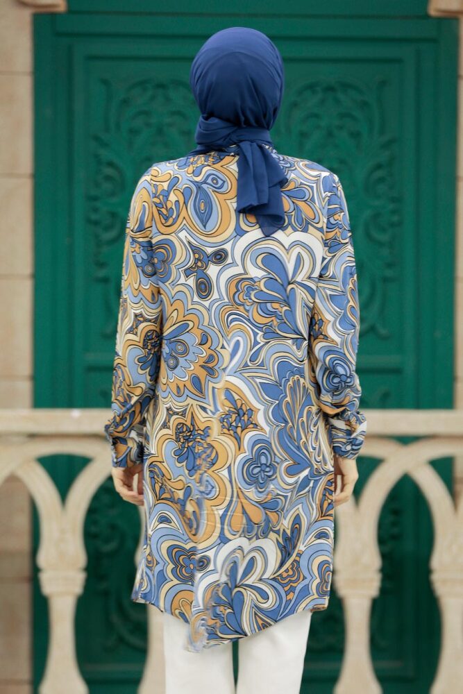 Blue Hijab For Women Tunic 11605M - 3