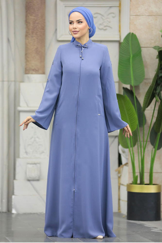 Blue Hijab For Women Turkish Abaya 20030M - 2
