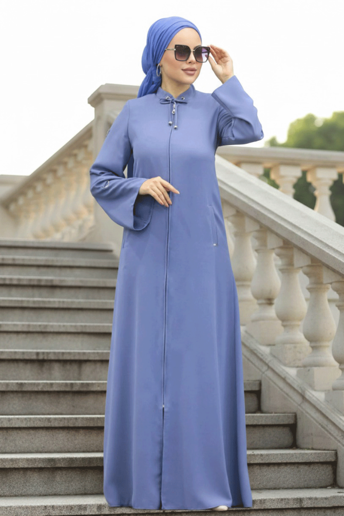 Blue Hijab For Women Turkish Abaya 20030M - 1
