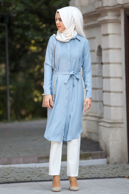 Neva Style - Blue Hijab Tunic 5079M
