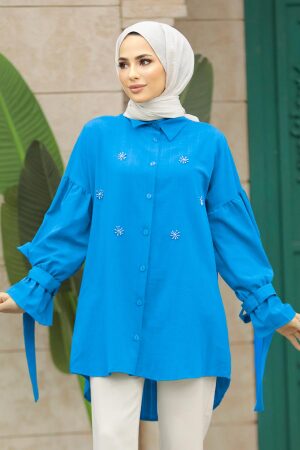 Blue Islamic Clothing Tunic 603M - NEVA STYLE