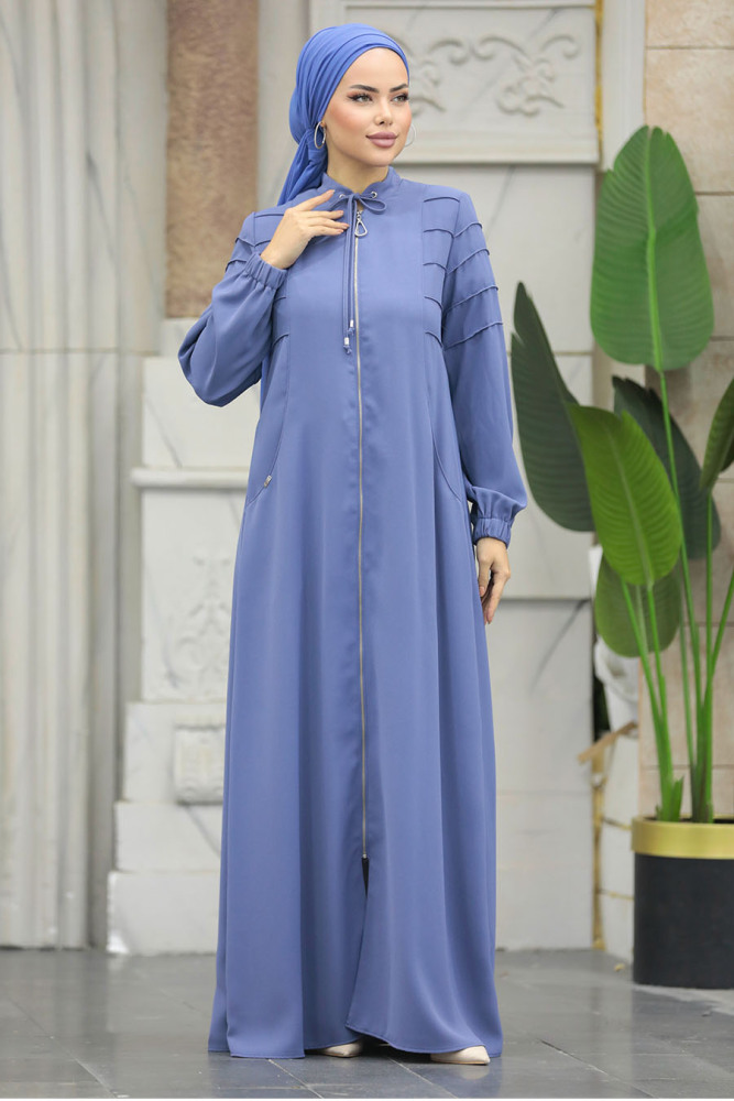 Blue Modest Turkish Abaya 20031M - 2
