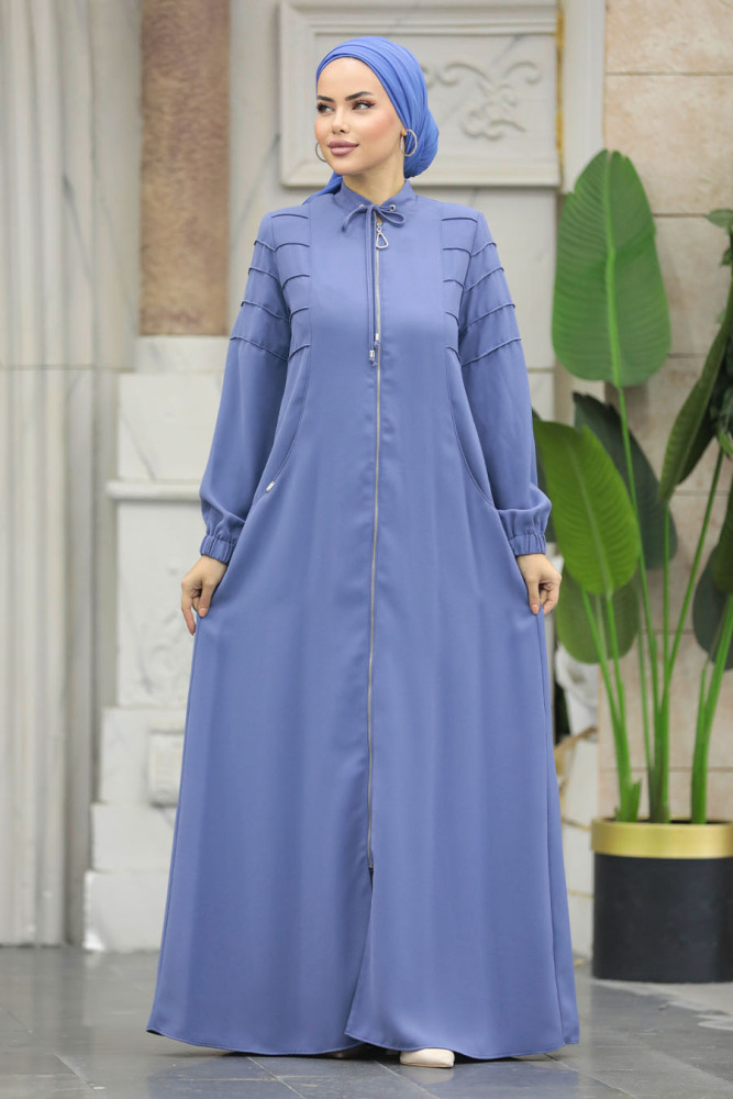 Blue Modest Turkish Abaya 20031M - 1