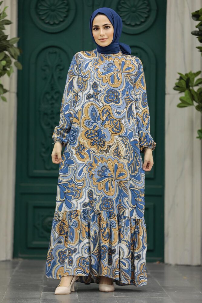 Blue Muslim Dress 15715M - 2