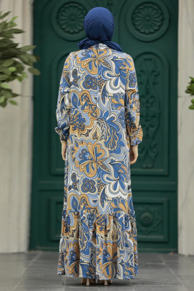 Blue Muslim Dress 15715M - 4