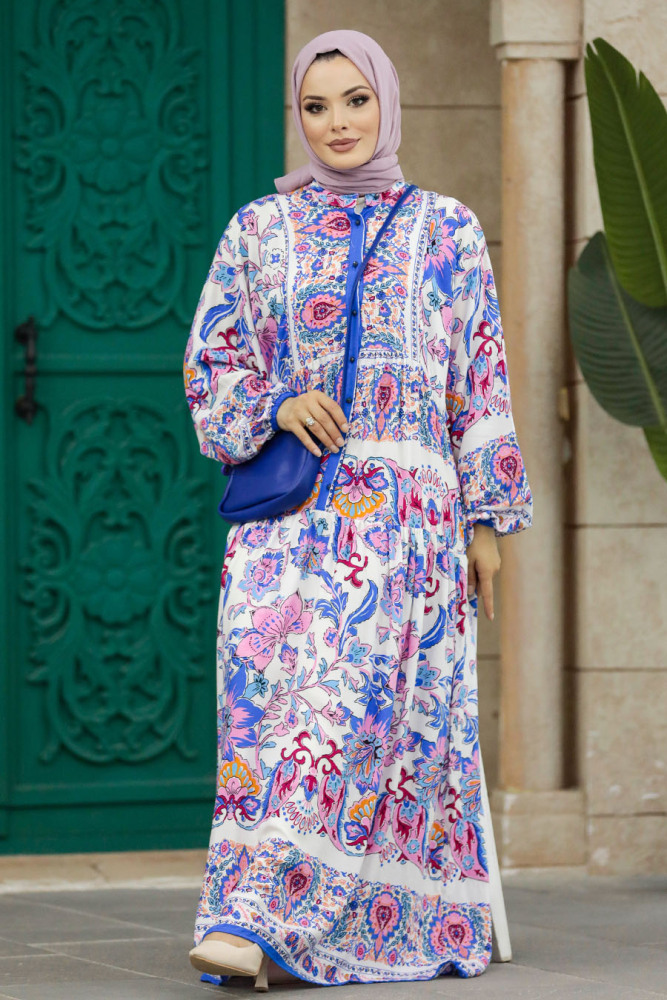 Blue Muslim Dress 50622M - 3