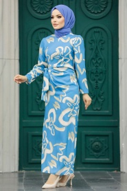 Neva Style - Blue Women Dress 5939M - Thumbnail