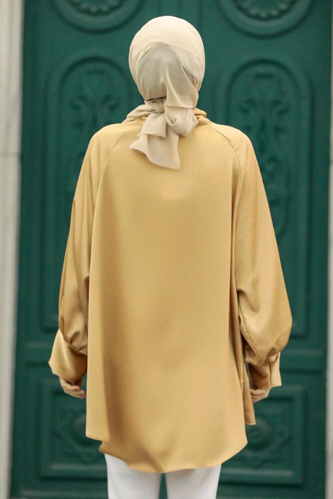 Neva Style - Boğazlı Bisküvi Tesettür Gömlek 5894BS - 3