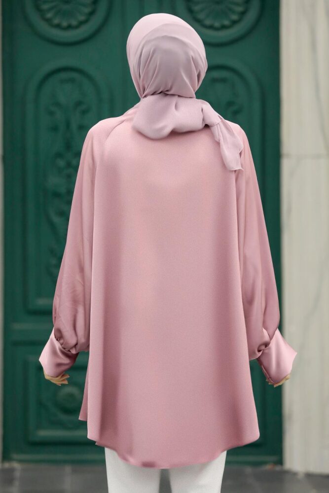 Neva Style - Boğazlı Pudra Tesettür Gömlek 5894PD - 3
