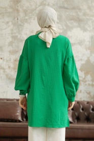 Neva Style - Boncuk Detaylı Yeşil Tesettür Tunik 11221Y - Thumbnail