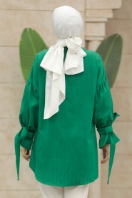 Neva Style - Boncuk Detaylı Yeşil Tesettür Tunik 603Y - Thumbnail