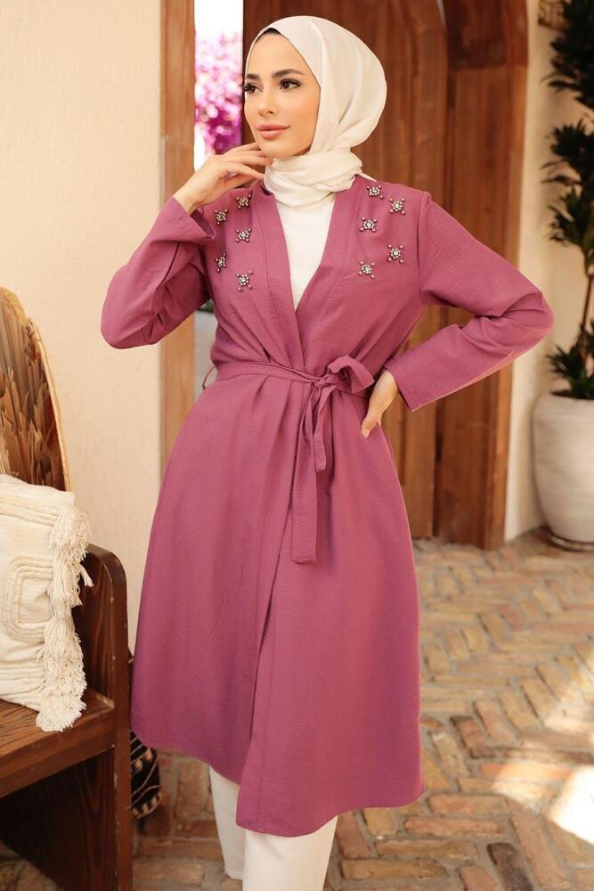 Neva Style - Bonnet Hijab Rose Foncé Séché 10860KGK - 1