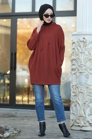 Neva Style - Kiremit Tesettür Sweatshirt 3256KRMT - Thumbnail