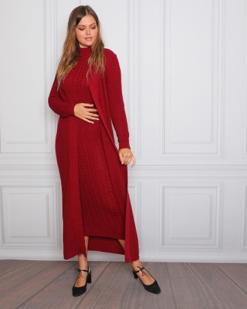 Neva Style - Bordo Tesettür Triko İkili Takım 1623BR - 1