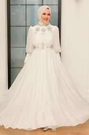 Neva Style - Luxury Ecru Modest Prom Dress 22101E - Thumbnail