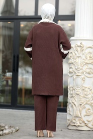Neva Style - Brown Dual Suit Dress 2589KH - Thumbnail