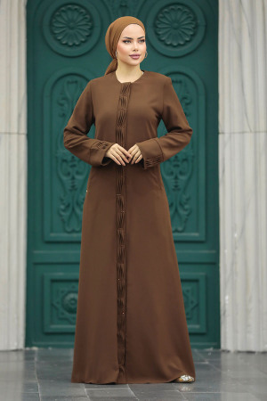 Brown Dubai Abaya 20050KH - 2