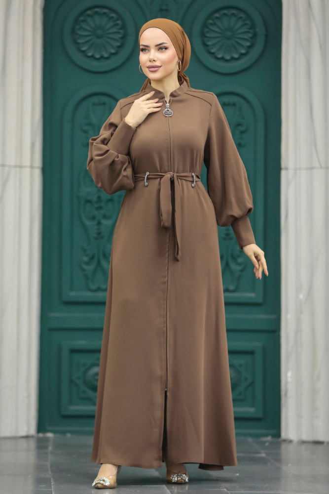 Brown High Quality Turkish Abaya 20005KH - 3
