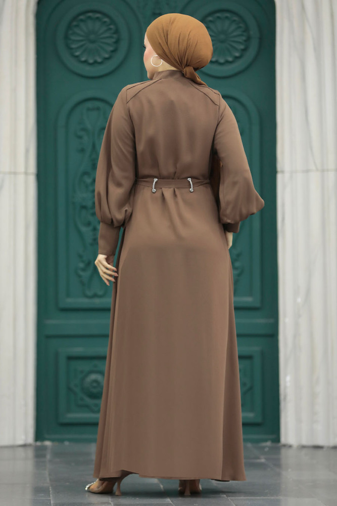 Brown High Quality Turkish Abaya 20005KH - 4