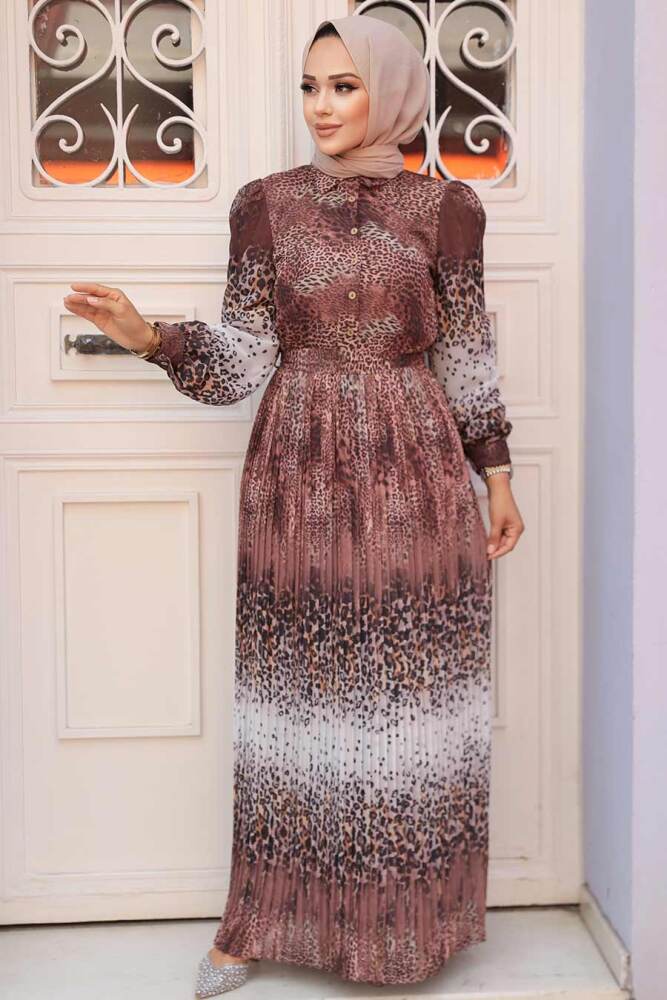 Brown Hijab Dress 3878KH - 1