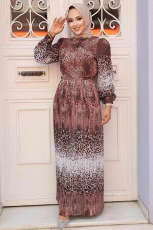 Brown Hijab Dress 3878KH - 2