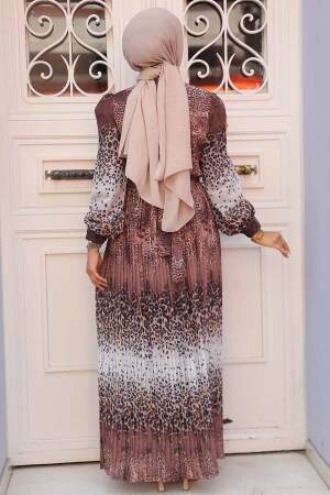 Brown Hijab Dress 3878KH - 3