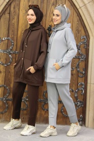 Neva Style - Brown Hijab Dual Suit 22186KH - Thumbnail
