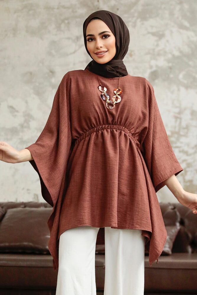 Neva Style - Brown Hijab For Women Poncho 41259KH - 2