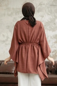 Neva Style - Brown Hijab For Women Poncho 41259KH - Thumbnail