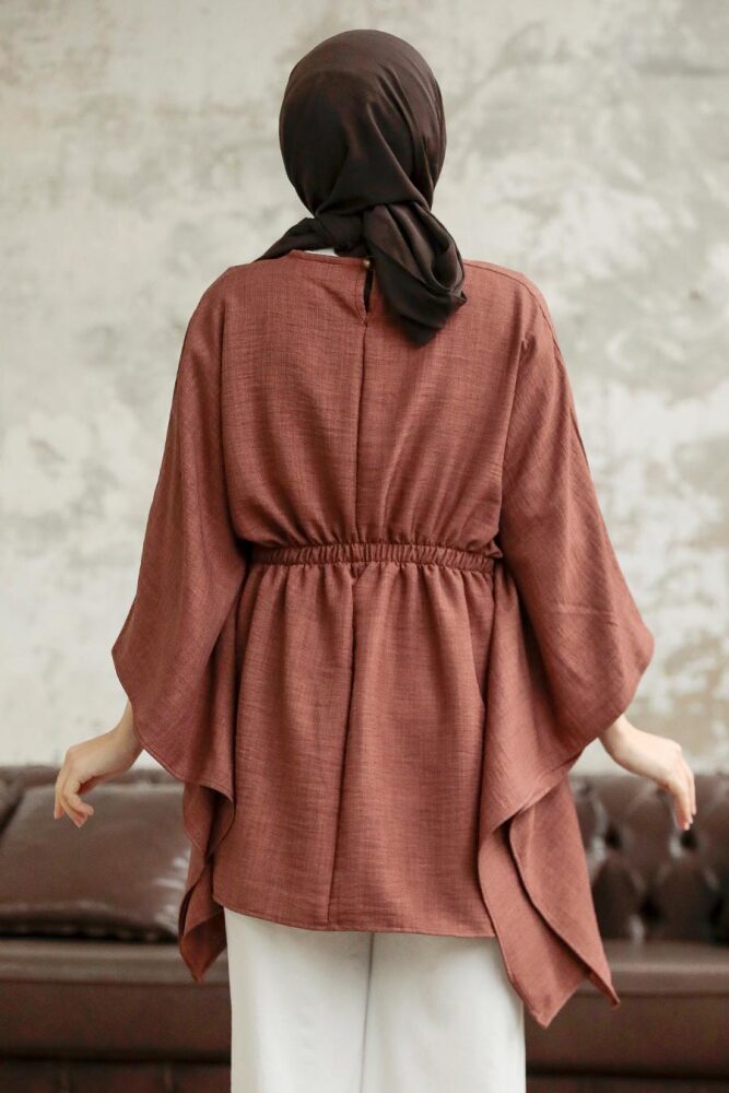 Neva Style - Brown Hijab For Women Poncho 41259KH - 3