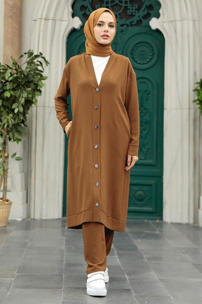 Brown Hijab For Women Triple Suit 5214KH - 2
