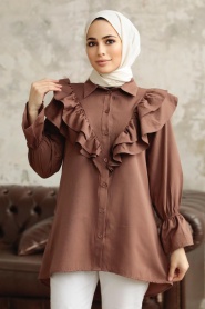 Neva Style - Brown Hijab For Women Tunic 1139KH - Thumbnail