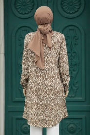 Neva Style - Brown Hijab For Women Tunic 11629KH - Thumbnail