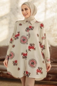Neva Style - Brown Hijab Tunic 11305KH - Thumbnail