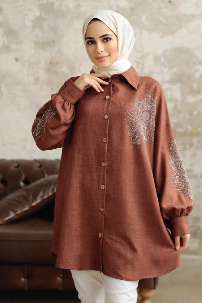 Brown Hijab Tunic 11351KH - 2