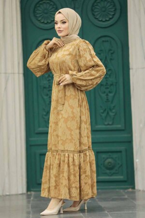 Brown Islamic Clothing Dress 13541KH - NEVA STYLE