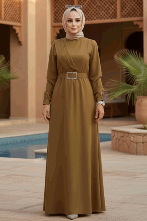 Brown Islamic Clothing Dress 3425KH - 1