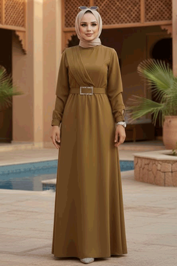 Brown Islamic Clothing Dress 3425KH - 1