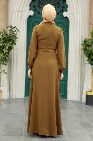 Neva Style - Brown Islamic Clothing Dress 3425KH - Thumbnail