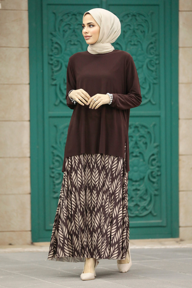 Brown Islamic Clothing Dual Suit 41631KH - 2