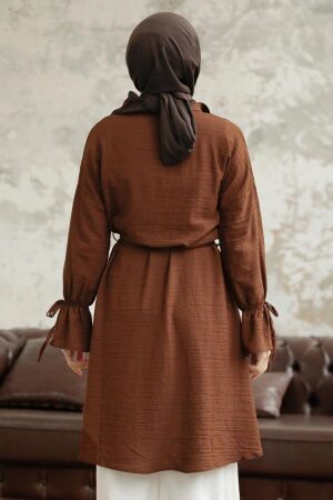 Brown Islamic Clothing Shirt 11261KH - 3