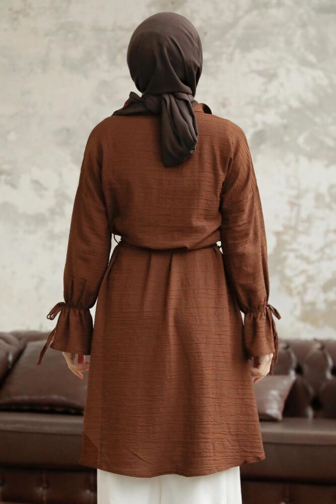 Brown Islamic Clothing Shirt 11261KH - 3