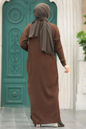Brown Knitwear Modest Dress 20161KH - 3